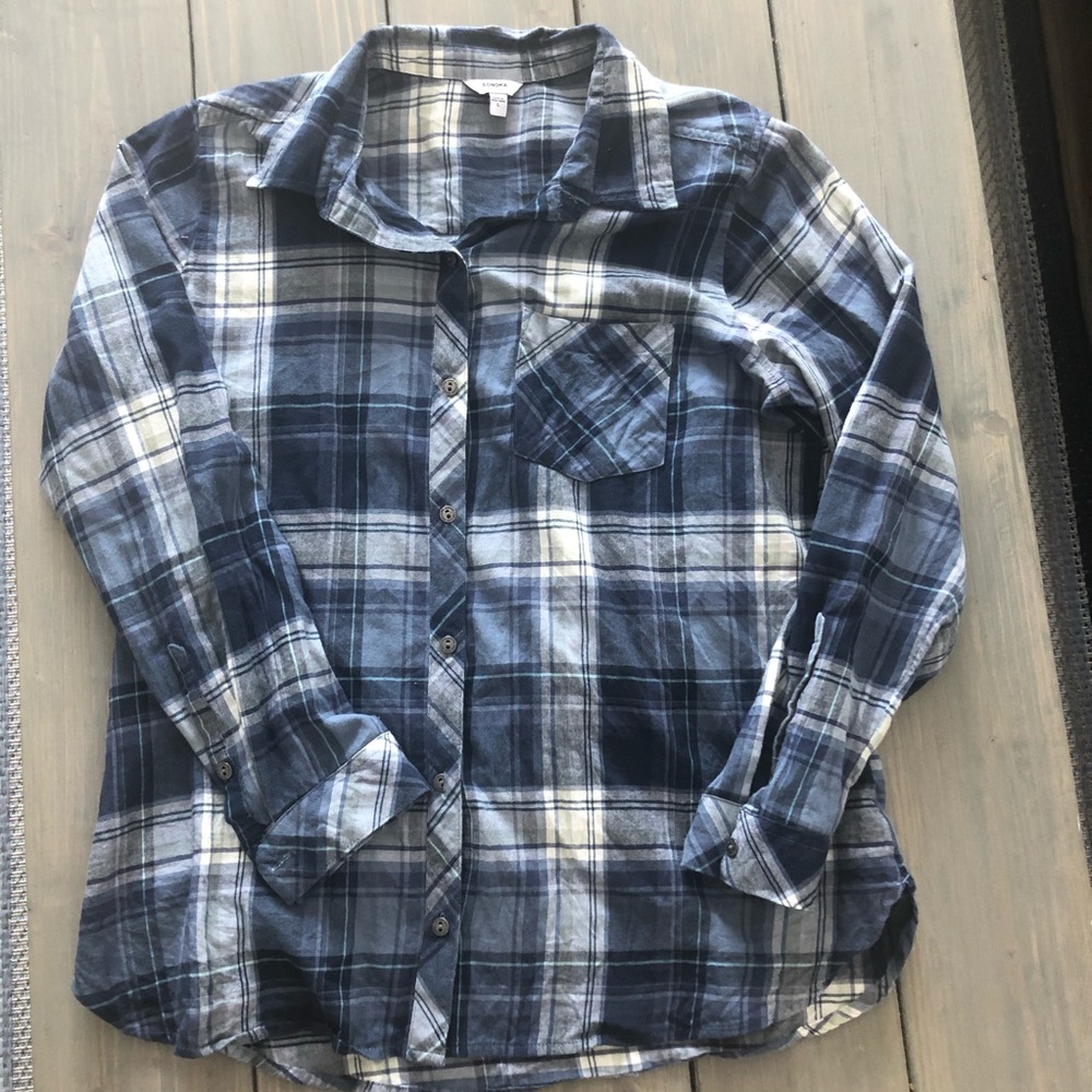 Women's Striped Button Down Shirt Size L
